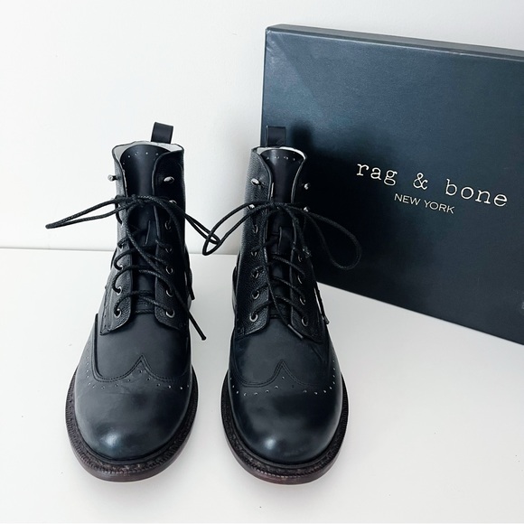 Rag & Bone Black Genuine Leather Size 9.5 Cozen Ankle Boot Booties - Picture 3 of 6